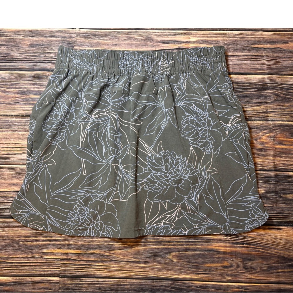 Columbia Skort Womens L Green Floral Elastic Waist Hiking Golf Active XK7140 - Picture 2 of 11